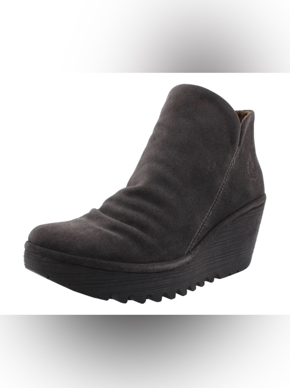 Fly London Yip Suede Wedge Ankle Boots Women 7.5 Gray